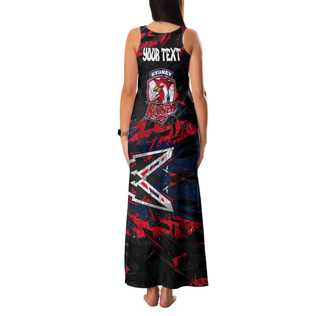 Personalized Sydney Roosters Tank Maxi Dress Graffiti Grunge Abstract Urban Street Style Design