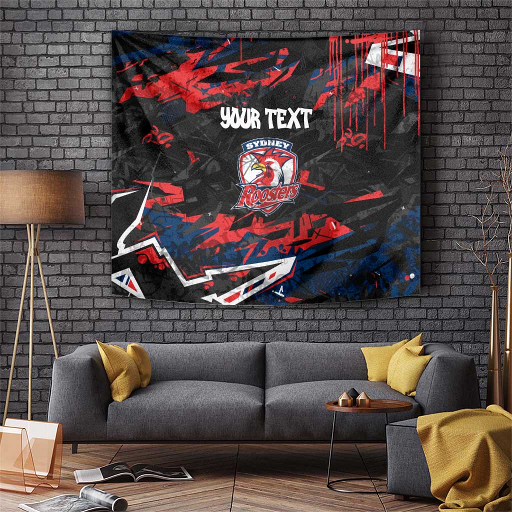 Personalized Sydney Roosters Tapestry Graffiti Grunge Abstract Urban Street Style Design