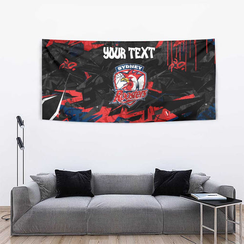 Personalized Sydney Roosters Tapestry Graffiti Grunge Abstract Urban Street Style Design
