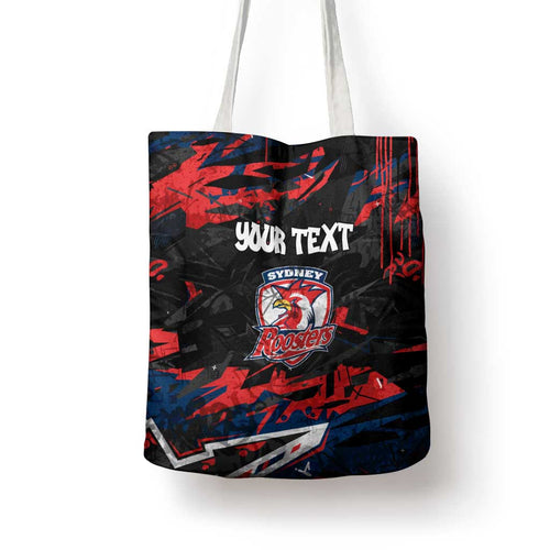 Personalized Sydney Roosters Tote Bag Graffiti Grunge Abstract Urban Street Style Design
