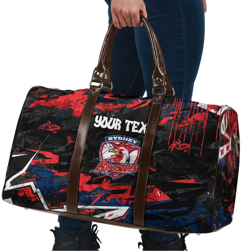 Personalized Sydney Roosters Travel Bag Graffiti Grunge Abstract Urban Street Style Design
