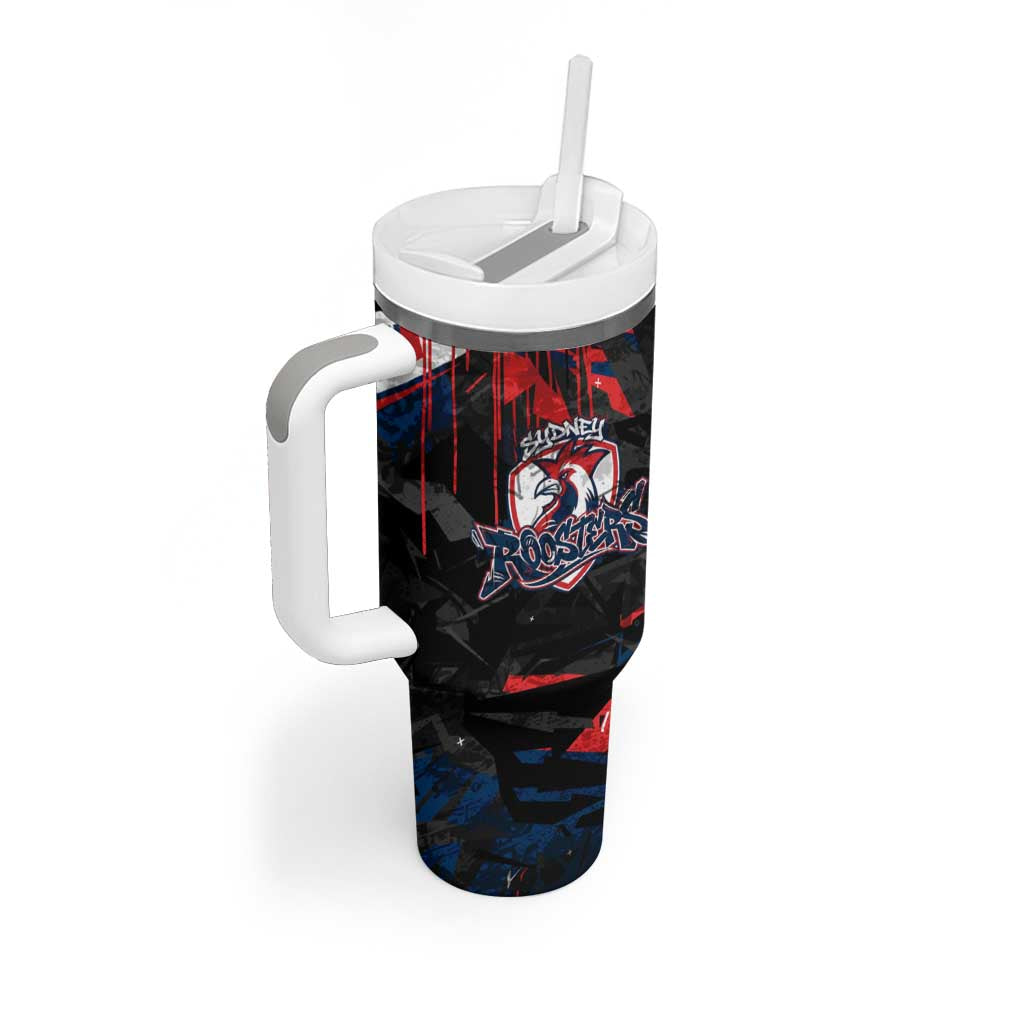 Personalized Sydney Roosters Tumbler With Handle Graffiti Grunge Abstract Urban Street Style Design