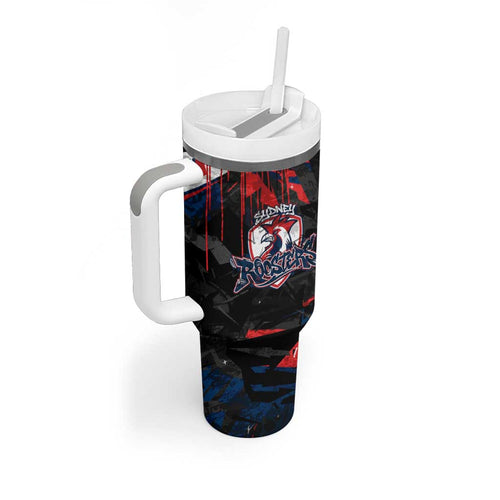 Personalized Sydney Roosters Tumbler With Handle Graffiti Grunge Abstract Urban Street Style Design