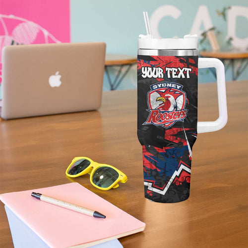 Personalized Sydney Roosters Tumbler With Handle Graffiti Grunge Abstract Urban Street Style Design