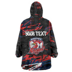 Personalized Sydney Roosters Wearable Blanket Hoodie Graffiti Grunge Abstract Urban Street Style Design