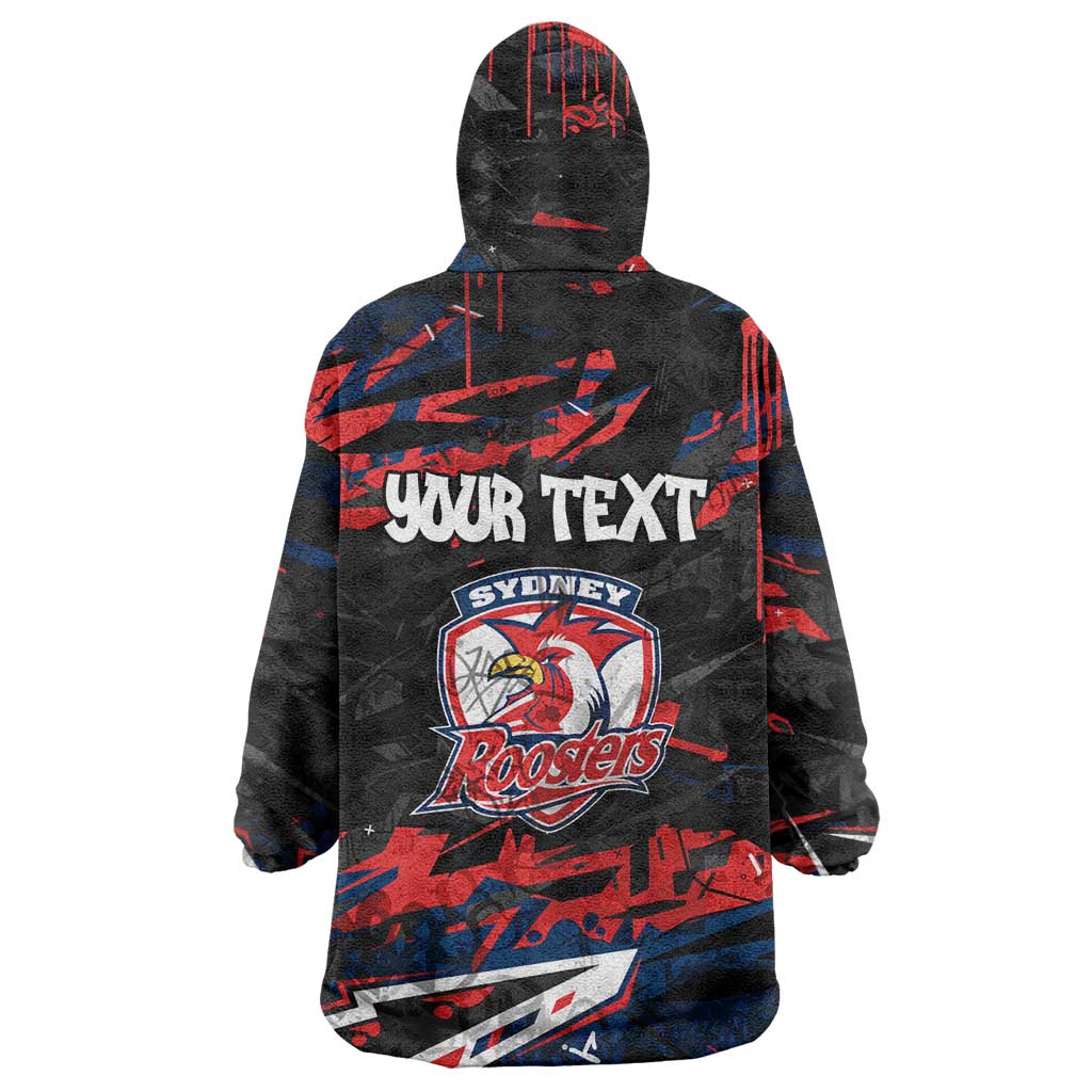 Personalized Sydney Roosters Wearable Blanket Hoodie Graffiti Grunge Abstract Urban Street Style Design