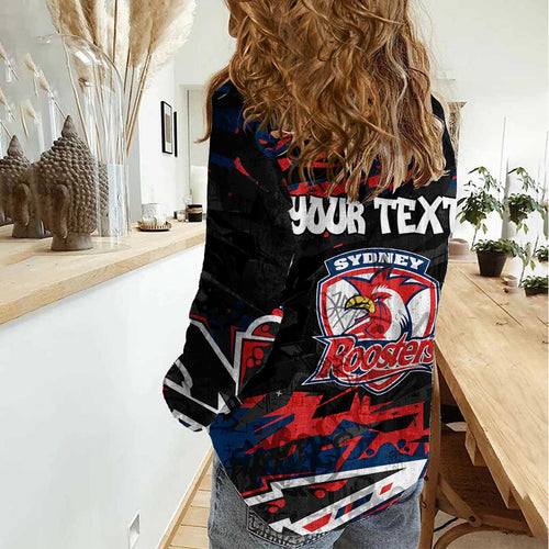 Personalized Sydney Roosters Women Casual Shirt Graffiti Grunge Abstract Urban Street Style Design