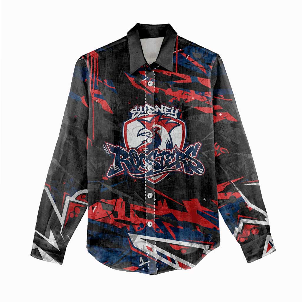 Personalized Sydney Roosters Women Casual Shirt Graffiti Grunge Abstract Urban Street Style Design