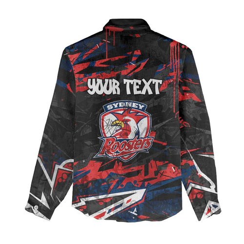 Personalized Sydney Roosters Women Casual Shirt Graffiti Grunge Abstract Urban Street Style Design