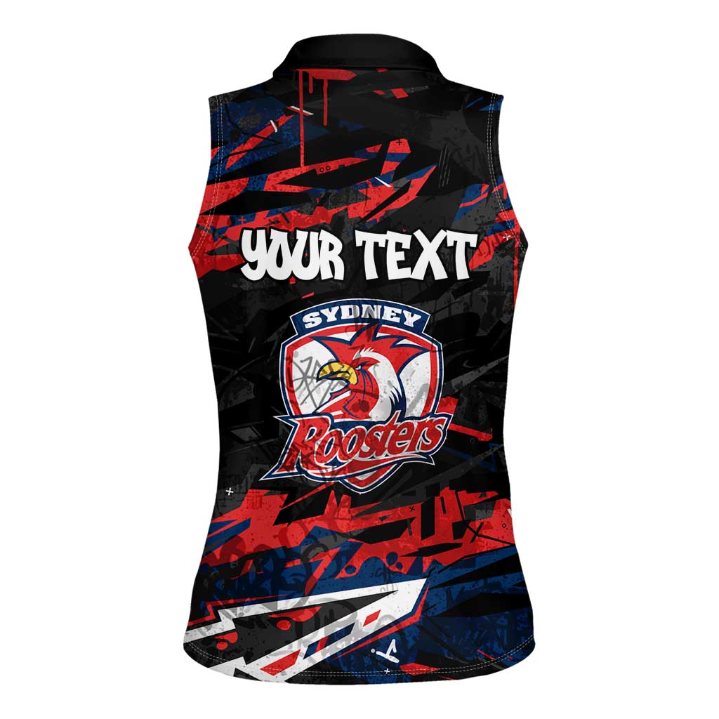 Personalized Sydney Roosters Women Sleeveless Polo Shirt Graffiti Grunge Abstract Urban Street Style Design