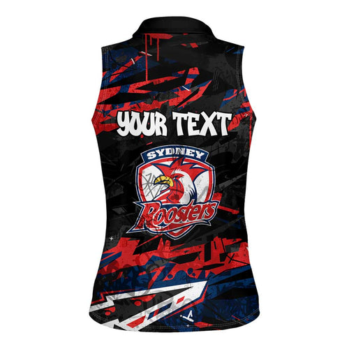 Personalized Sydney Roosters Women Sleeveless Polo Shirt Graffiti Grunge Abstract Urban Street Style Design