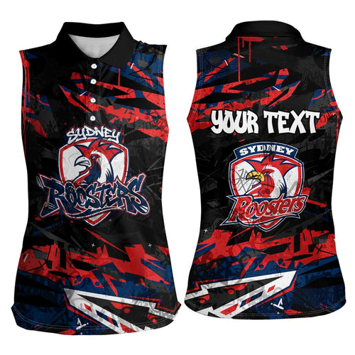 Personalized Sydney Roosters Women Sleeveless Polo Shirt Graffiti Grunge Abstract Urban Street Style Design