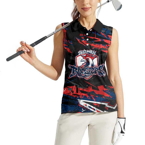 Personalized Sydney Roosters Women Sleeveless Polo Shirt Graffiti Grunge Abstract Urban Street Style Design