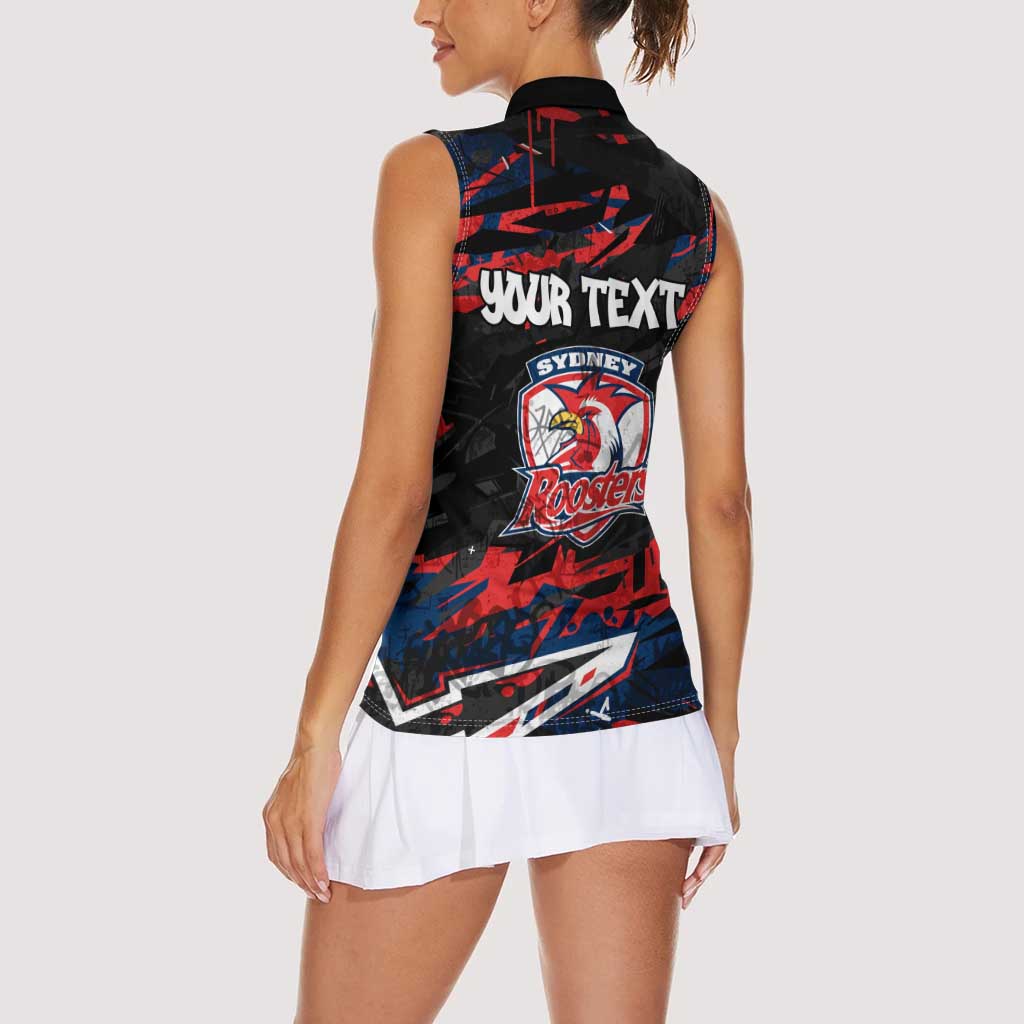 Personalized Sydney Roosters Women Sleeveless Polo Shirt Graffiti Grunge Abstract Urban Street Style Design