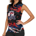 Personalized Sydney Roosters Women Sleeveless Polo Shirt Graffiti Grunge Abstract Urban Street Style Design