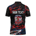 Personalized Sydney Roosters Zipper Polo Shirt Graffiti Grunge Abstract Urban Street Style Design