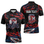 Personalized Sydney Roosters Zipper Polo Shirt Graffiti Grunge Abstract Urban Street Style Design