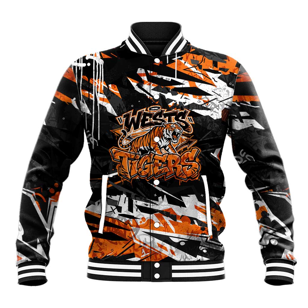 Personalized Wests Tigers Baseball Jacket Graffiti Grunge Abstract Urban Street Style Design