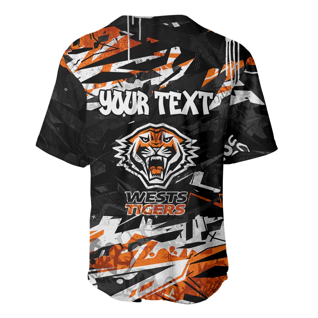 Personalized Wests Tigers Baseball Jersey Graffiti Grunge Abstract Urban Street Style Design
