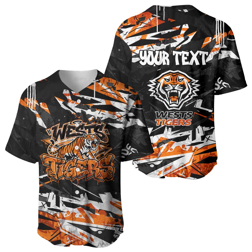 Personalized Wests Tigers Baseball Jersey Graffiti Grunge Abstract Urban Street Style Design