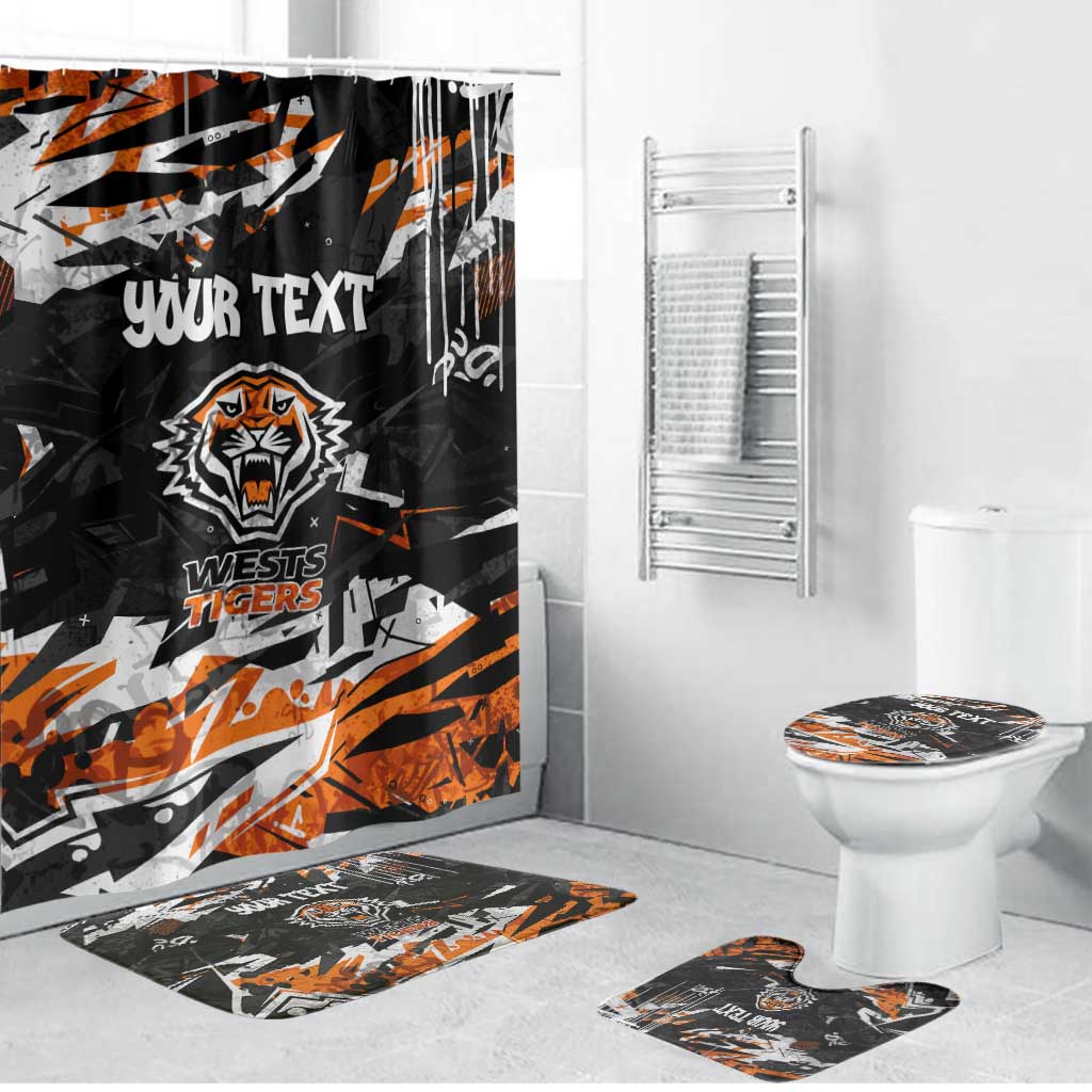 Personalized Wests Tigers Bathroom Set Graffiti Grunge Abstract Urban Street Style Design