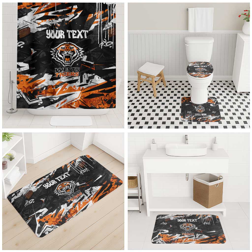 Personalized Wests Tigers Bathroom Set Graffiti Grunge Abstract Urban Street Style Design