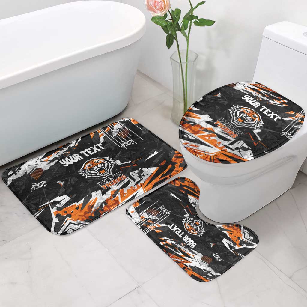 Personalized Wests Tigers Bathroom Set Graffiti Grunge Abstract Urban Street Style Design