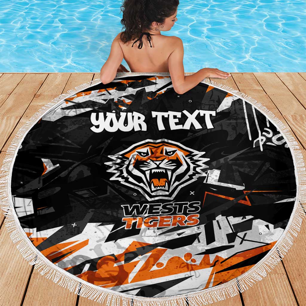 Personalized Wests Tigers Beach Blanket Graffiti Grunge Abstract Urban Street Style Design