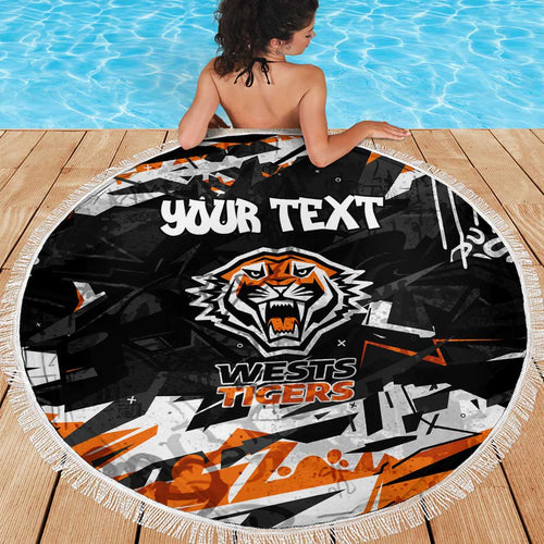 Personalized Wests Tigers Beach Blanket Graffiti Grunge Abstract Urban Street Style Design