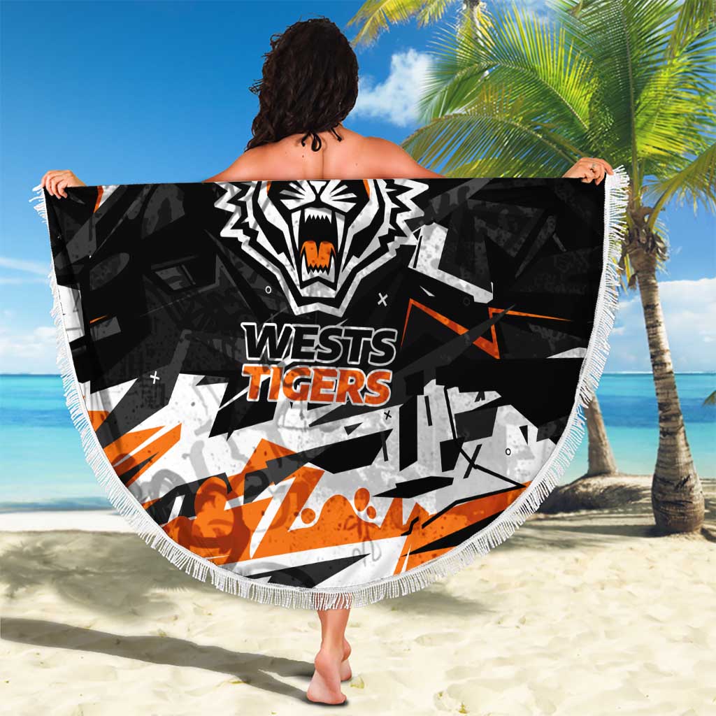 Personalized Wests Tigers Beach Blanket Graffiti Grunge Abstract Urban Street Style Design