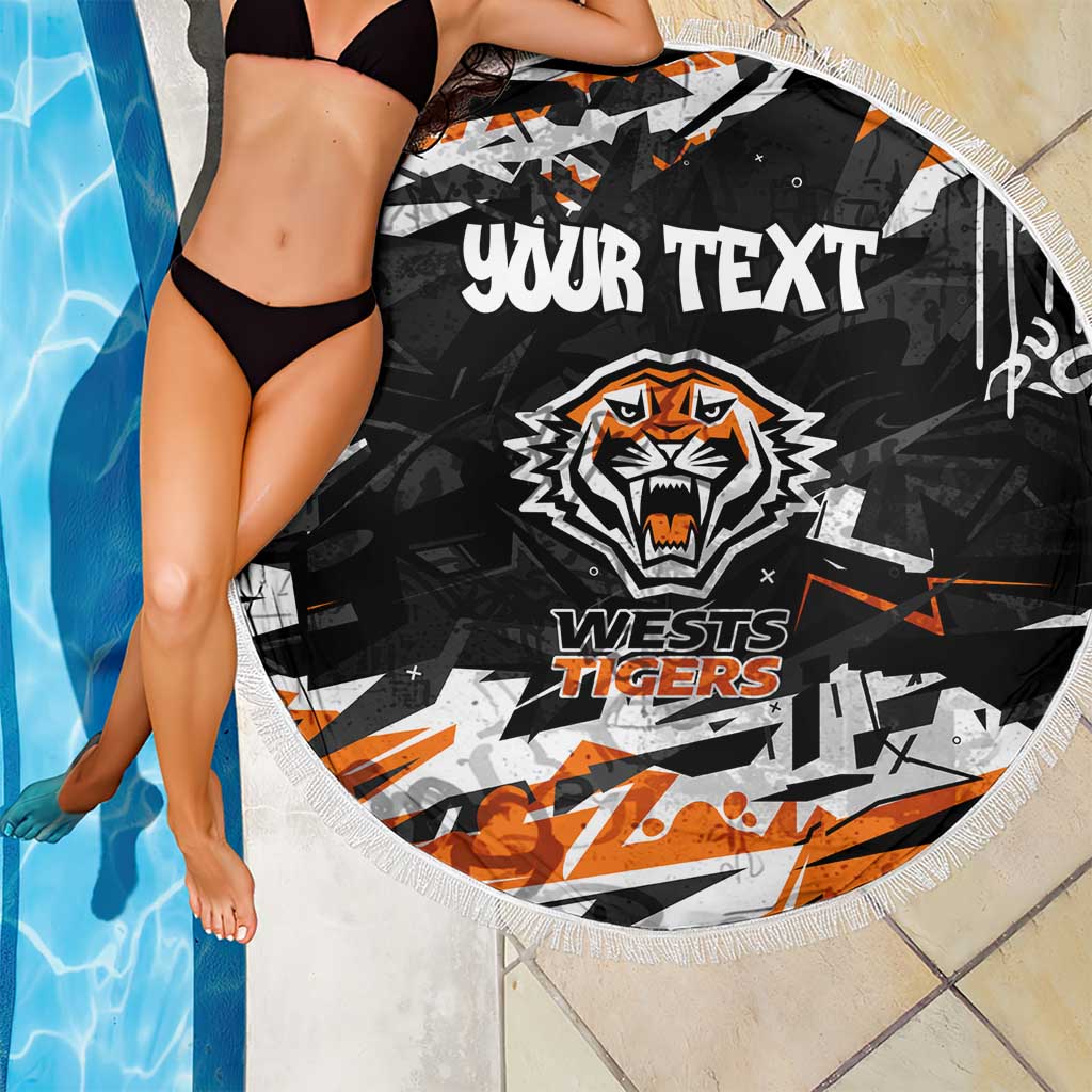 Personalized Wests Tigers Beach Blanket Graffiti Grunge Abstract Urban Street Style Design