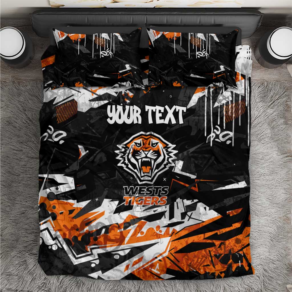 Personalized Wests Tigers Bedding Set Graffiti Grunge Abstract Urban Street Style Design