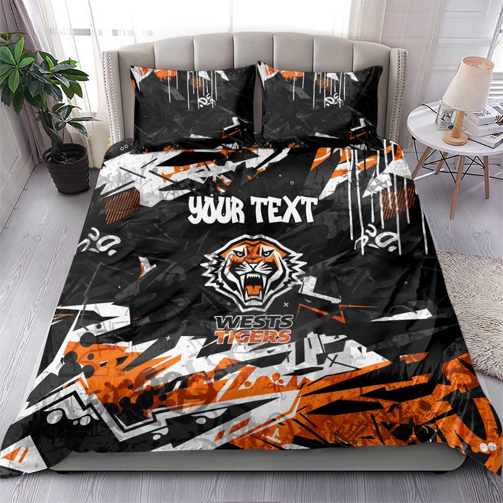 Personalized Wests Tigers Bedding Set Graffiti Grunge Abstract Urban Street Style Design