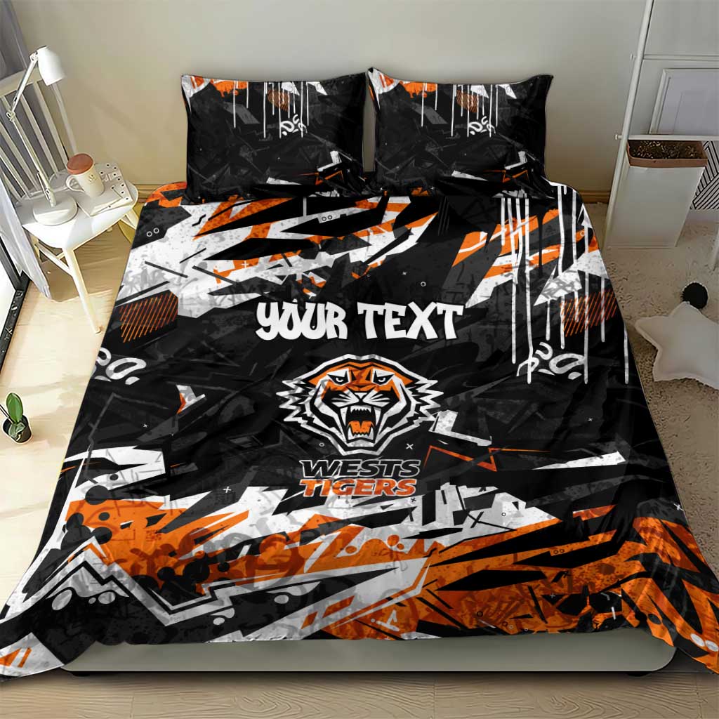 Personalized Wests Tigers Bedding Set Graffiti Grunge Abstract Urban Street Style Design