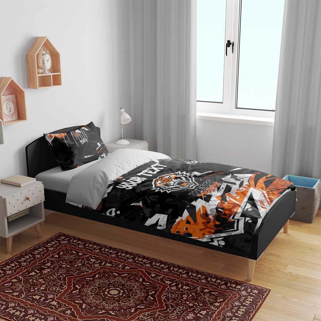 Personalized Wests Tigers Bedding Set Graffiti Grunge Abstract Urban Street Style Design