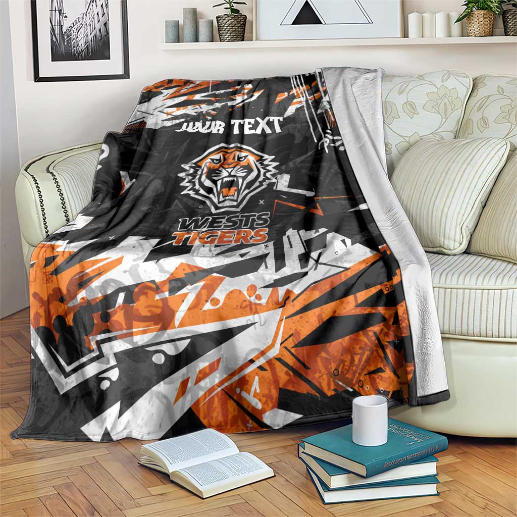 Personalized Wests Tigers Blanket Graffiti Grunge Abstract Urban Street Style Design