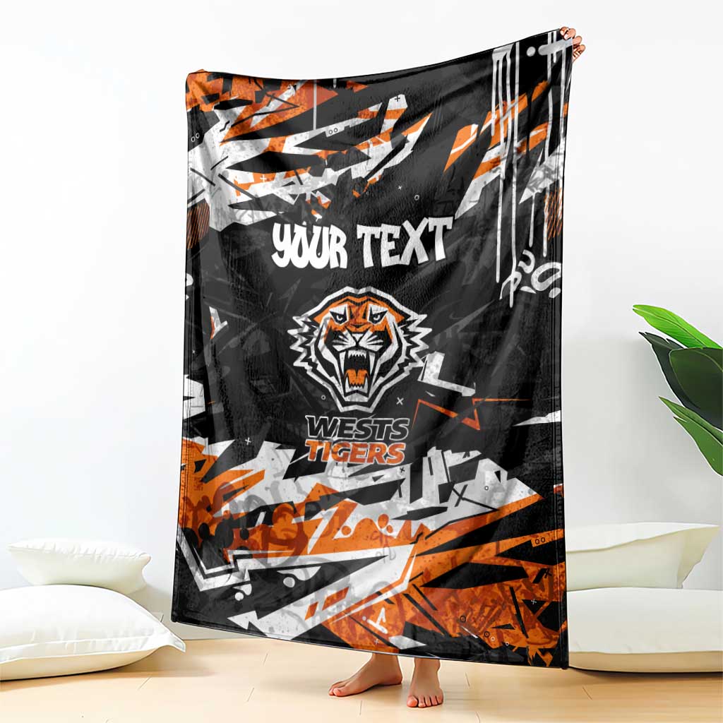 Personalized Wests Tigers Blanket Graffiti Grunge Abstract Urban Street Style Design