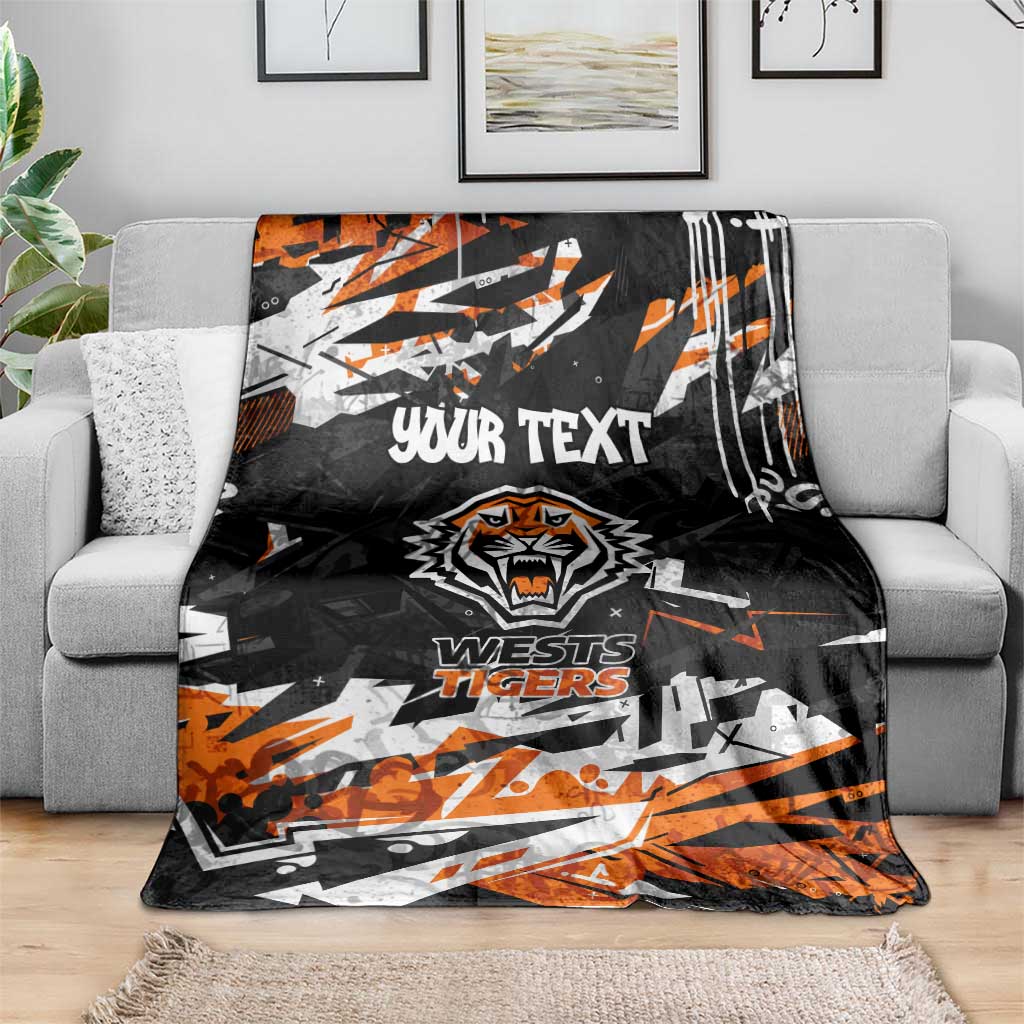 Personalized Wests Tigers Blanket Graffiti Grunge Abstract Urban Street Style Design