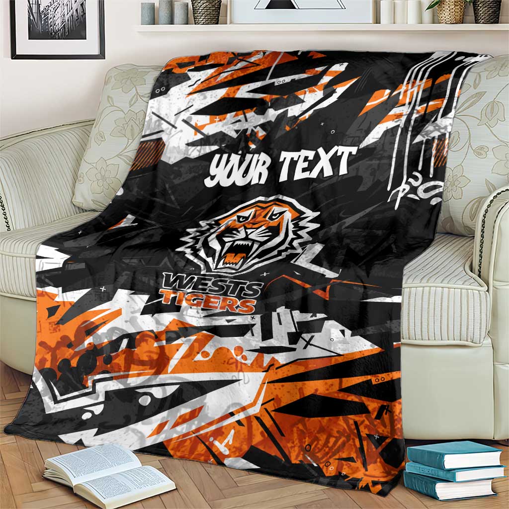 Personalized Wests Tigers Blanket Graffiti Grunge Abstract Urban Street Style Design