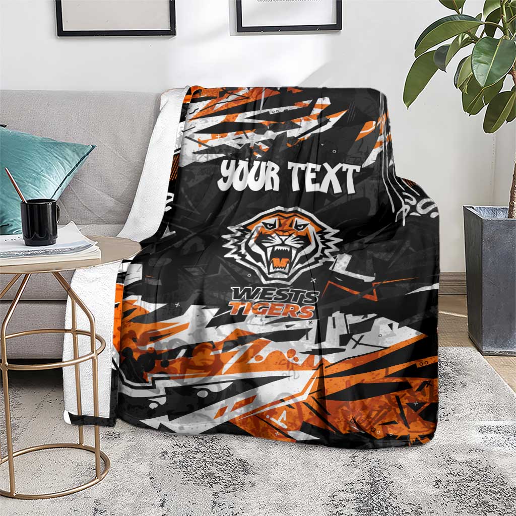 Personalized Wests Tigers Blanket Graffiti Grunge Abstract Urban Street Style Design