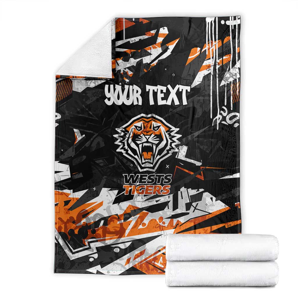 Personalized Wests Tigers Blanket Graffiti Grunge Abstract Urban Street Style Design