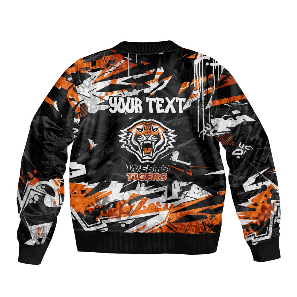 Personalized Wests Tigers Bomber Jacket Graffiti Grunge Abstract Urban Street Style Design