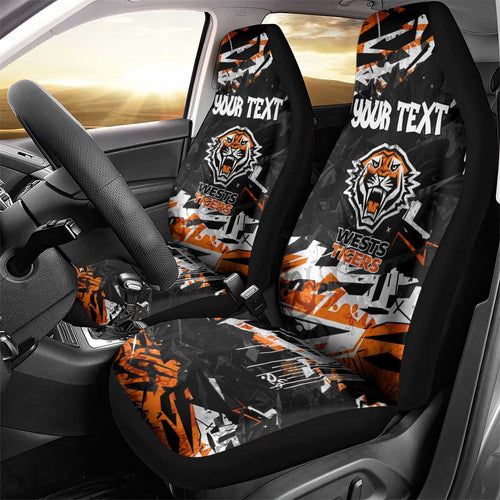 Personalized Wests Tigers Car Seat Cover Graffiti Grunge Abstract Urban Street Style Design