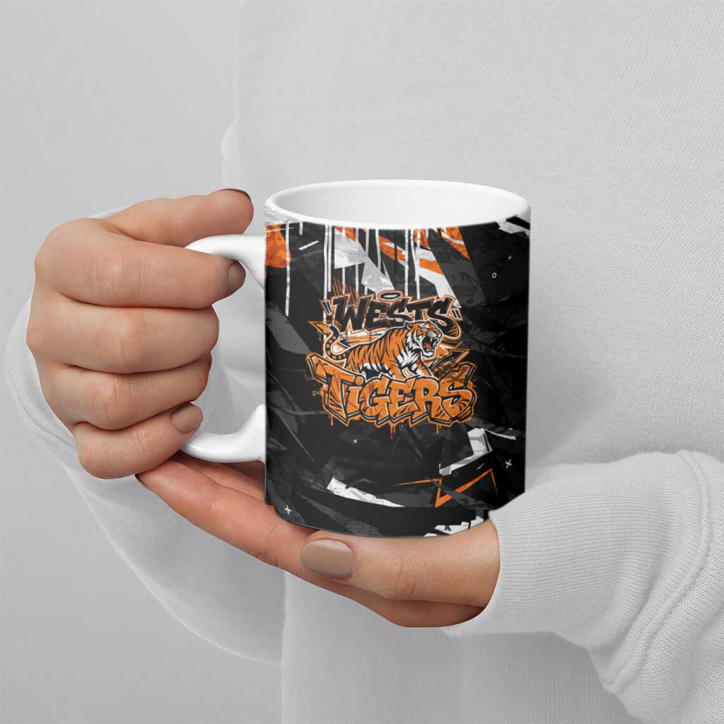 Personalized Wests Tigers Ceramic Mug Graffiti Grunge Abstract Urban Street Style Design