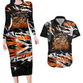 Personalized Wests Tigers Couples Matching Long Sleeve Bodycon Dress and Hawaiian Shirt Graffiti Grunge Abstract Urban Street Style Design