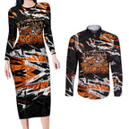 Personalized Wests Tigers Couples Matching Long Sleeve Bodycon Dress and Long Sleeve Button Shirt Graffiti Grunge Abstract Urban Street Style Design