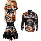 Personalized Wests Tigers Couples Matching Mermaid Dress and Long Sleeve Button Shirt Graffiti Grunge Abstract Urban Street Style Design