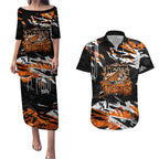 Personalized Wests Tigers Couples Matching Puletasi and Hawaiian Shirt Graffiti Grunge Abstract Urban Street Style Design