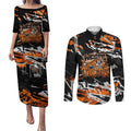 Personalized Wests Tigers Couples Matching Puletasi and Long Sleeve Button Shirt Graffiti Grunge Abstract Urban Street Style Design