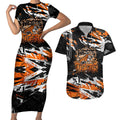 Personalized Wests Tigers Couples Matching Short Sleeve Bodycon Dress and Hawaiian Shirt Graffiti Grunge Abstract Urban Street Style Design